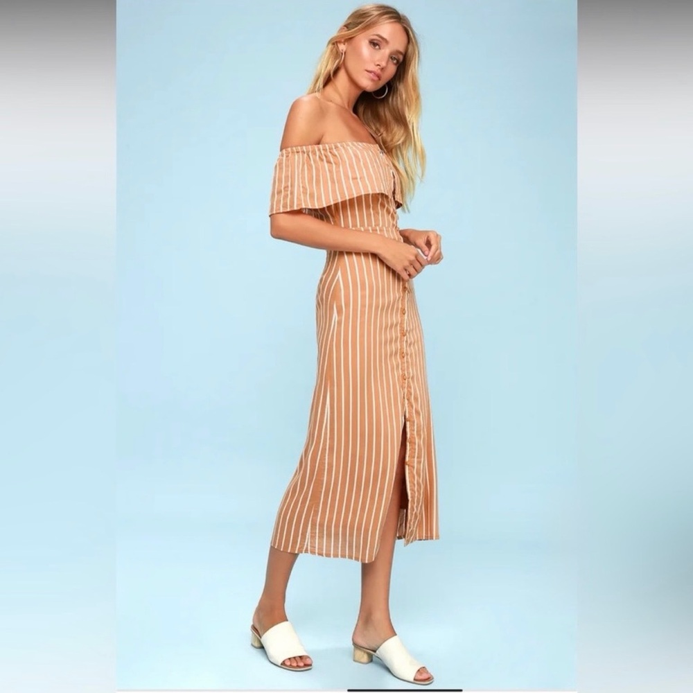 Amuse Society Peach and White Striped Maxi Dress